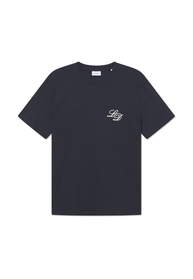 Les Deux T-shirt print donkerblauw