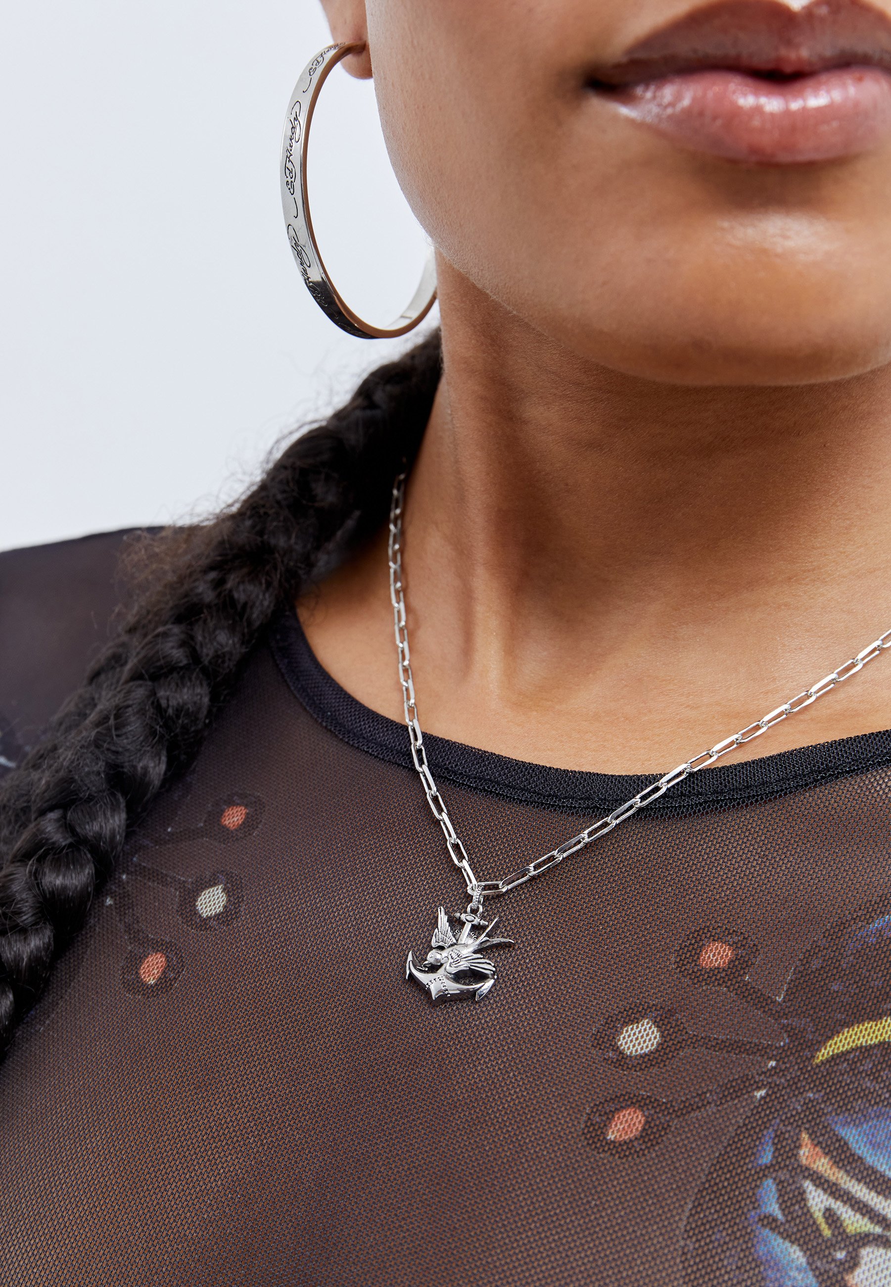 Ed Hardy FINE SWALLOW AND ANCHOR PENDANT NECKLACE UNISEX