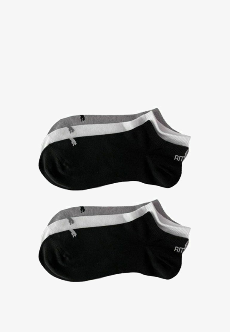 Schwarze und graue Knöchelsocken mit kontrastierenden weißen Streifen. Weicher Stoff, nahtloser Zeh und Logo-Detail an der Seite. Set aus zwei Paaren.