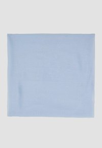 Écharpe rectangulaire bleu clair en tissu doux et léger. Texture lisse avec un aspect légèrement transparent. Sans motifs ni accents.