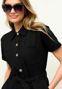 Next SEERSUCKER BUTTON FRONT BELTED UTILITY  REGULAR FIT - Jerseykjole - black