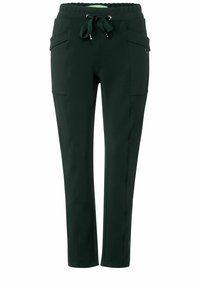 Gröna joggare med dragsko i midjan, två sidofickor och en snygg design. Tillverkade av ett lätt material med en slät yta.