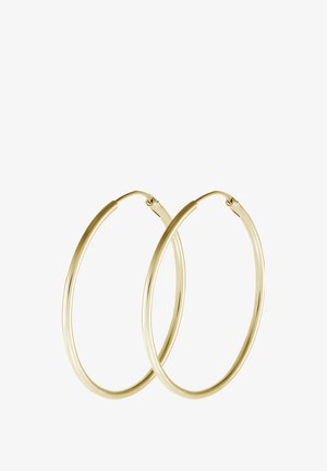 Kullanışlı, pürüzsüz bir tasarıma ve parlak bir yüzeye sahip altın halkalı küpeler. Hafif yapısı ile güvenli bir toka kapama mekanizması mevcut.