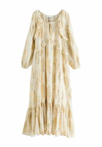 REGULAR FIT - LONG SLEEVE RUFFLE TIE FRONT - Maxi ruha - gold
