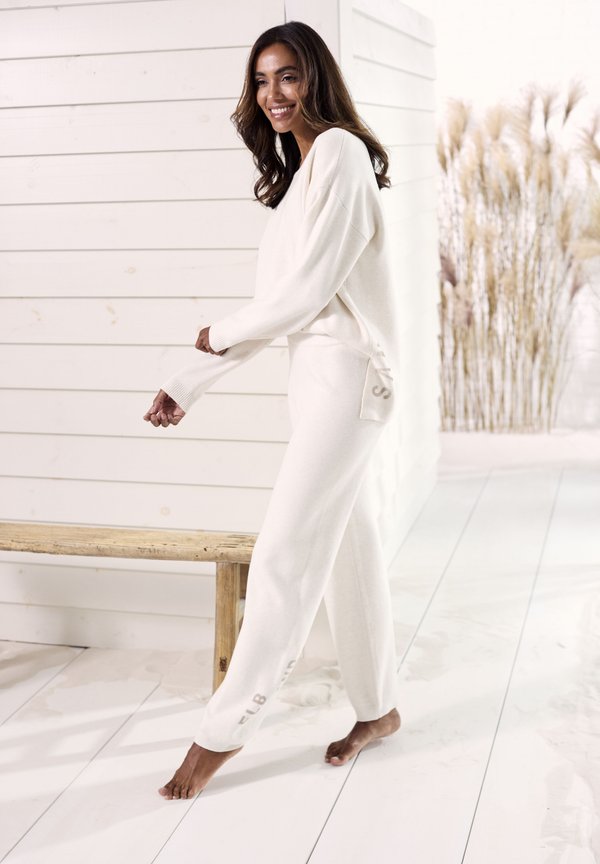 Stoffhose - wollweiß meliert