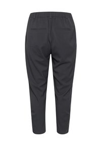 Dunkelgraue, schmal zulaufende Hosen mit glatter Struktur, elastischem Bund und zwei Gesäßtaschen. Für eine bequeme Passform entworfen.