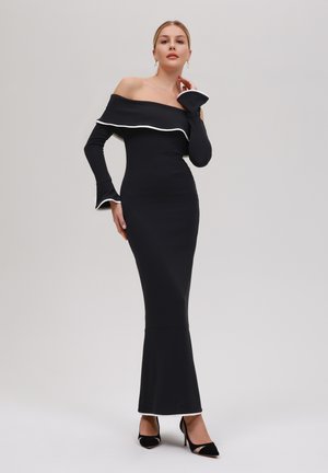 CONTRAST PIPING SILICON TAPE DRESS - Maxikjole - black