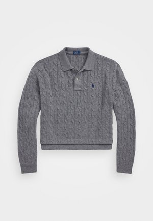 CABLE WOOL CASHMERE POLO SHIRT - Jumper - spruce grey heather