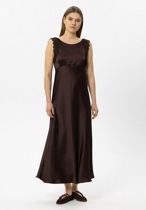 Luisa Cerano, LUISA CERANO SATIN-KLEID MIT SPITZENDETAIL - Maxi dress - marone