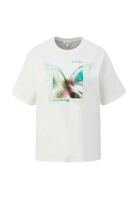 s.Oliver MIT FRONTPRINT - T-shirt imprimé - ecru