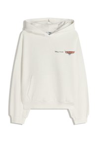 Fehér, kapucnis pulóver puha pamutból. Elöl kenguruzseb és a Pixar "Verdák" című filmjének grafikája található a mellrészen.