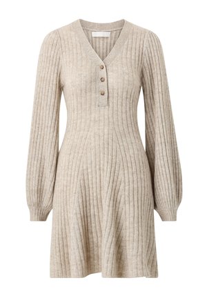 Ellos Collection, KLEID MIT RIPPSTRICK - Strikkjoler - beige