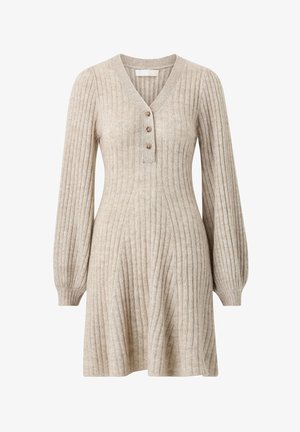 Ellos Collection, KLEID MIT RIPPSTRICK - Strikkjoler - beige