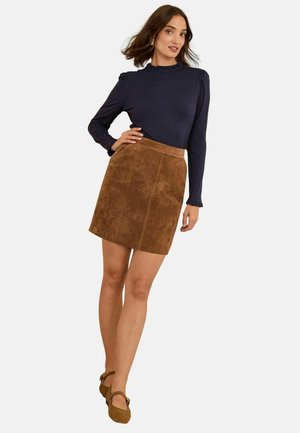 REGULAR FIT - FRILL NECK - Tops ar garām piedurknēm - navy