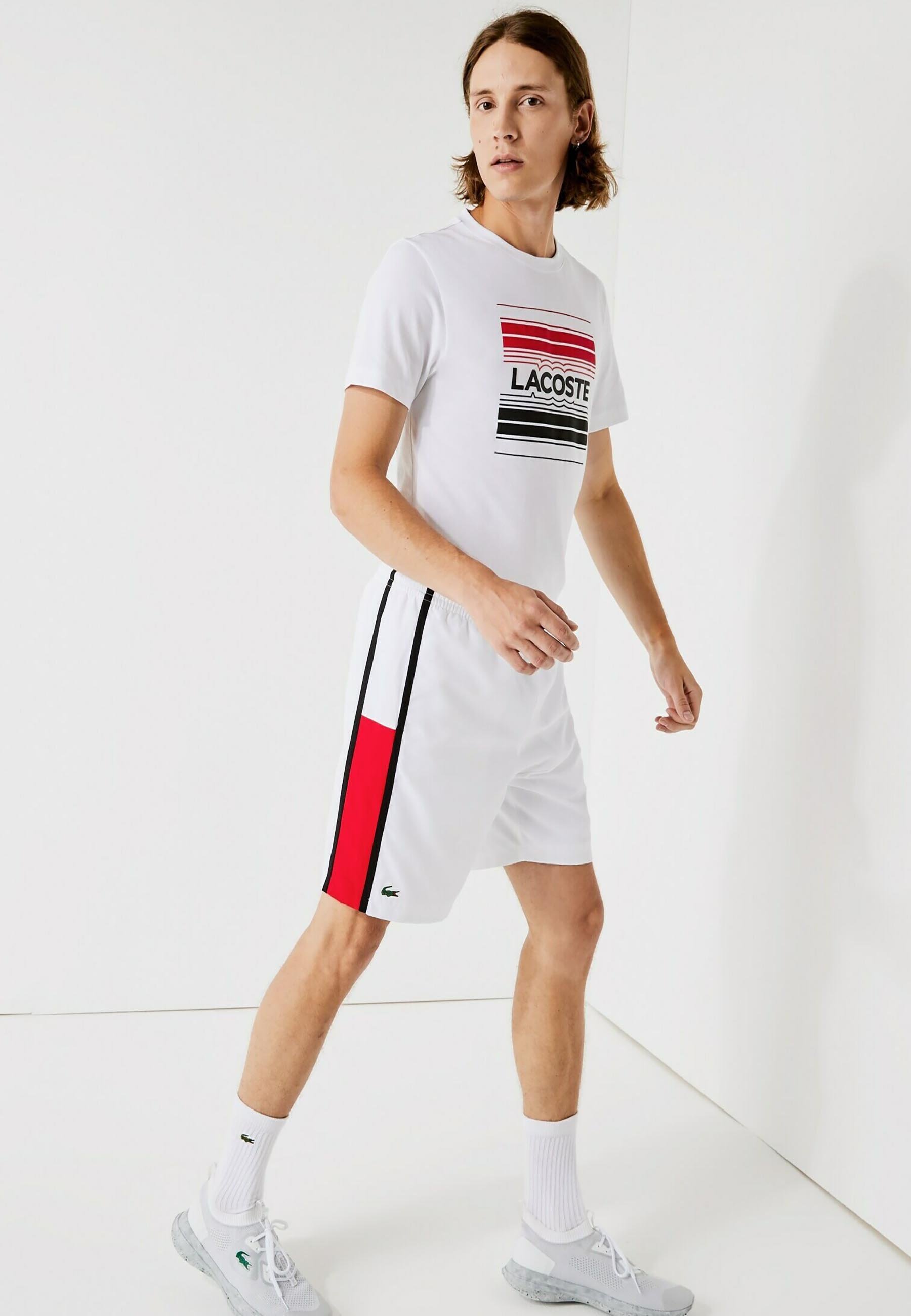 Lacoste Sport MEN TENNIS SHORT - Pantaloncini sportivi - blanc rouge  noir/bianco - Zalando.it