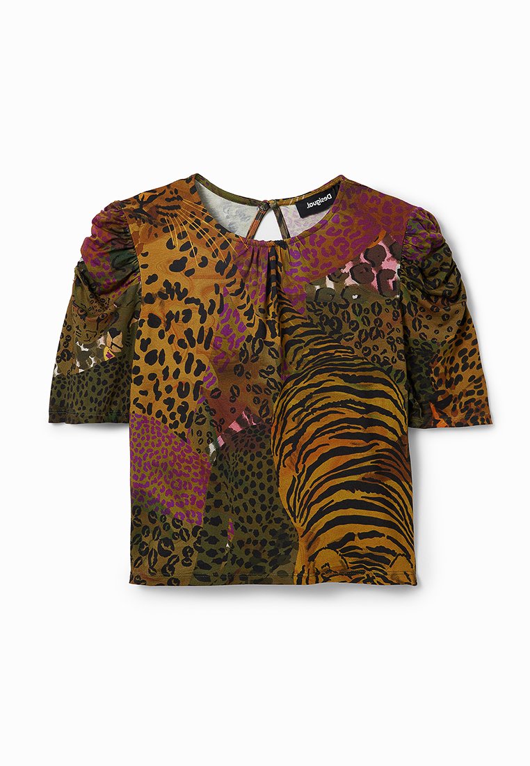 Desigual T-shirt print kaki