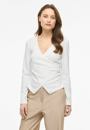VILA OBERTEIL MIT LANGEN ÄRMELN VIANNI V-AUSSCHNITT - Top s dlhým rukávom - snow white