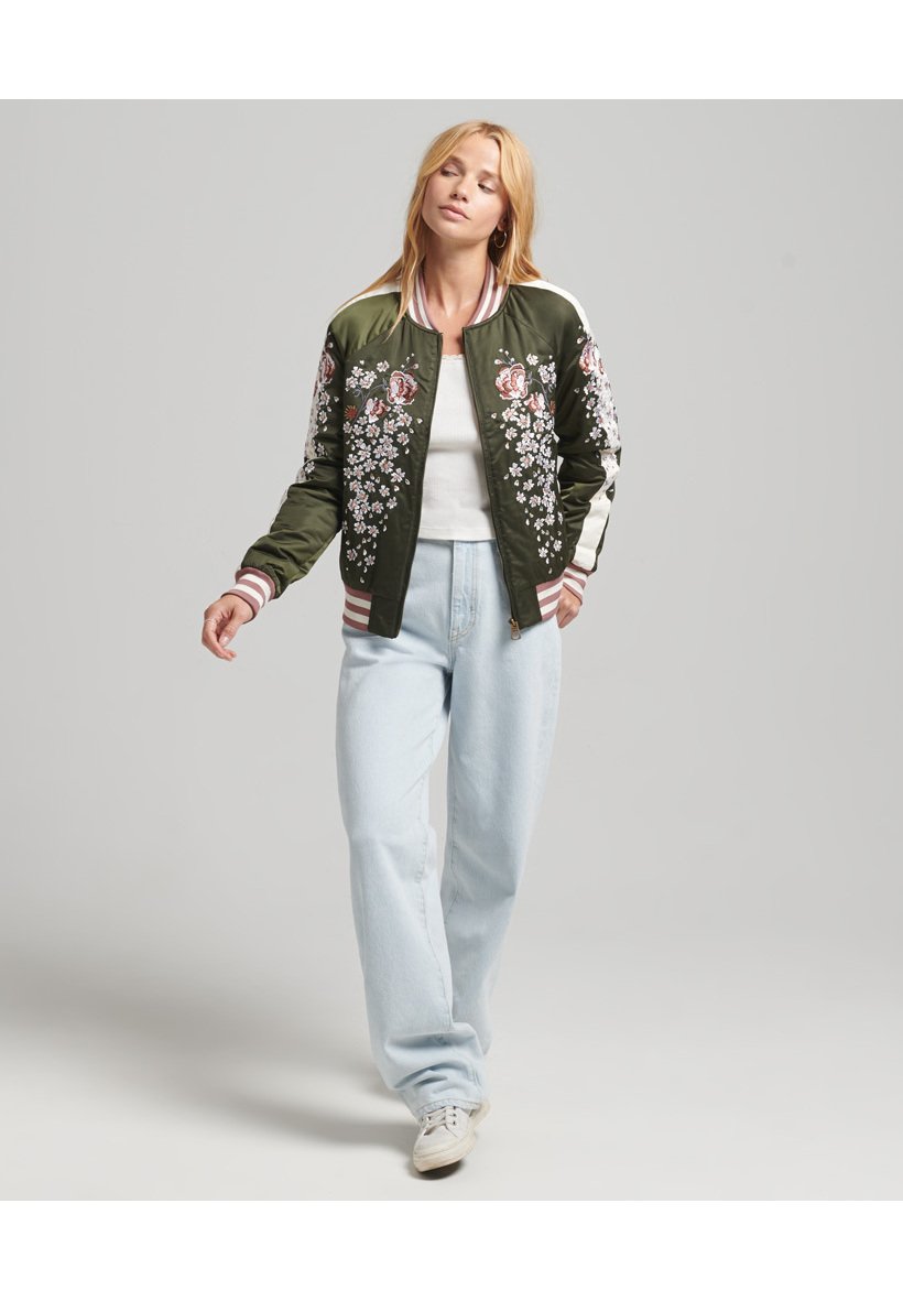 Superdry SUIKAJAN EMBROIDERED - Bomberjacks - dark grey green/groen -  Zalando.nl