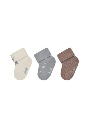 Sterntaler, BABY SOCKEN MIT UMSCHLAG 3ER PACK EISBÄR, SCHNEEFLOCKEN UND RIPPE - Socken - ecru