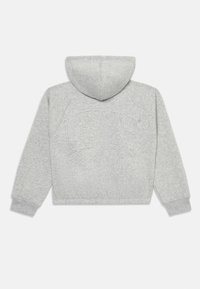 Grauer, verkürzter Hoodie mit einer Schnurkapuze, ausgestattet mit einem geprägten "LEVI'S"-Logo auf dem Rücken sowie ribbed Bündchen und Saum. Weicher Stoffgefühl.