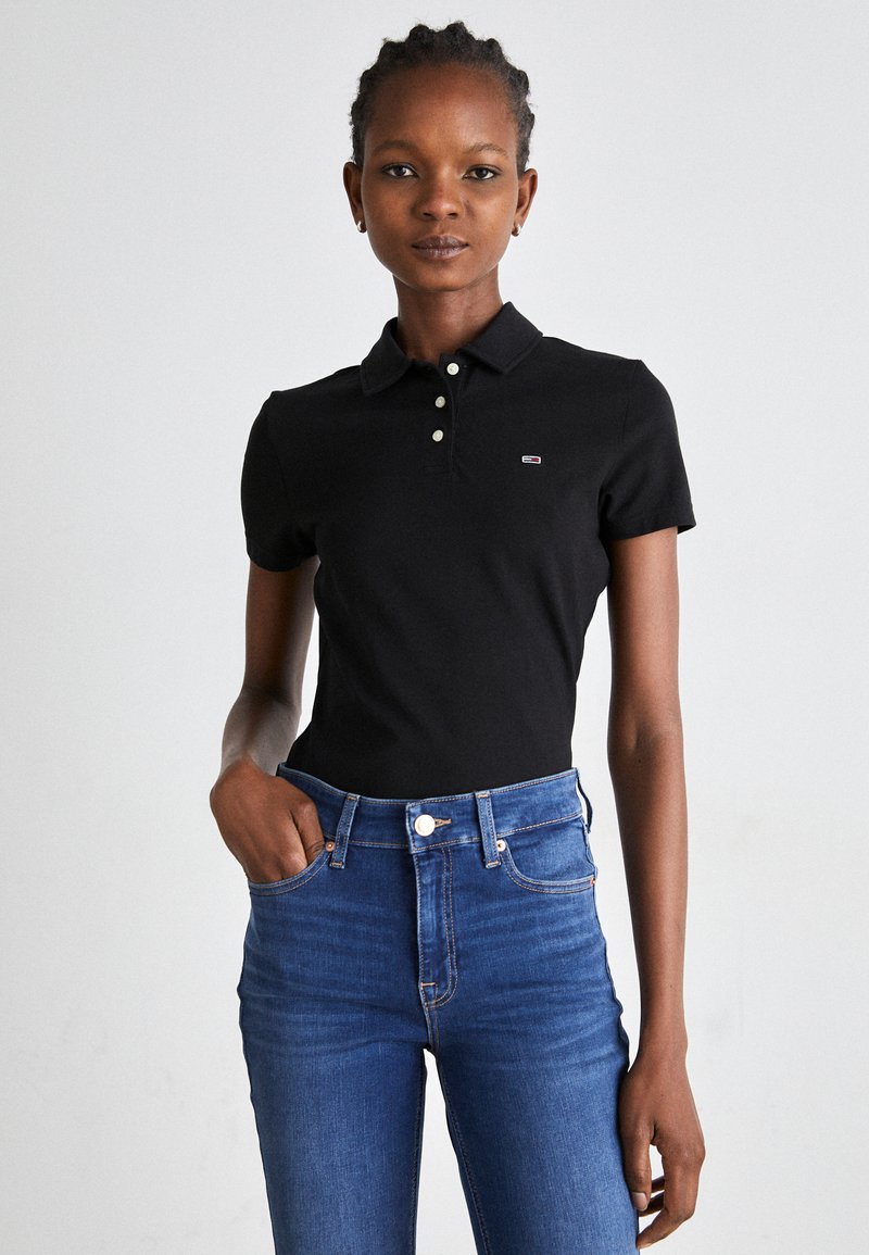 Tommy Jeans SLIM ESSENTIAL - Polo - black