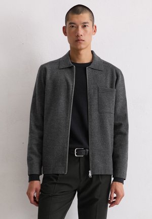 ZIPPED WITH BREAST POCKET - Cardigan - dark grey melange
