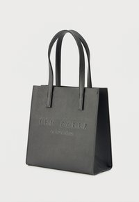 Μαύρη τσάντα tote με υφή, ανάγλυφο λογότυπο "TED BAKER LONDON", διπλές λαβές, δομημένο σχήμα και λεία υφή.