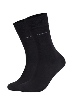 Calzini neri in cotone con cima a coste, caratterizzati da una texture liscia e un logo sottile stampato di lato. Design classico alla caviglia.