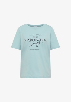 Cecil, T-SHIRT WITH BOAT NECK AND SLOGAN ARTWORK - T-shirt con stampa - crystal mint