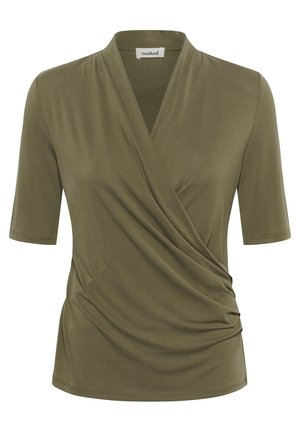 Soaked in Luxury, SLCOLUMBINE WRAP SHORT SLEEVE - Tricou cu imprimeu - dusky green