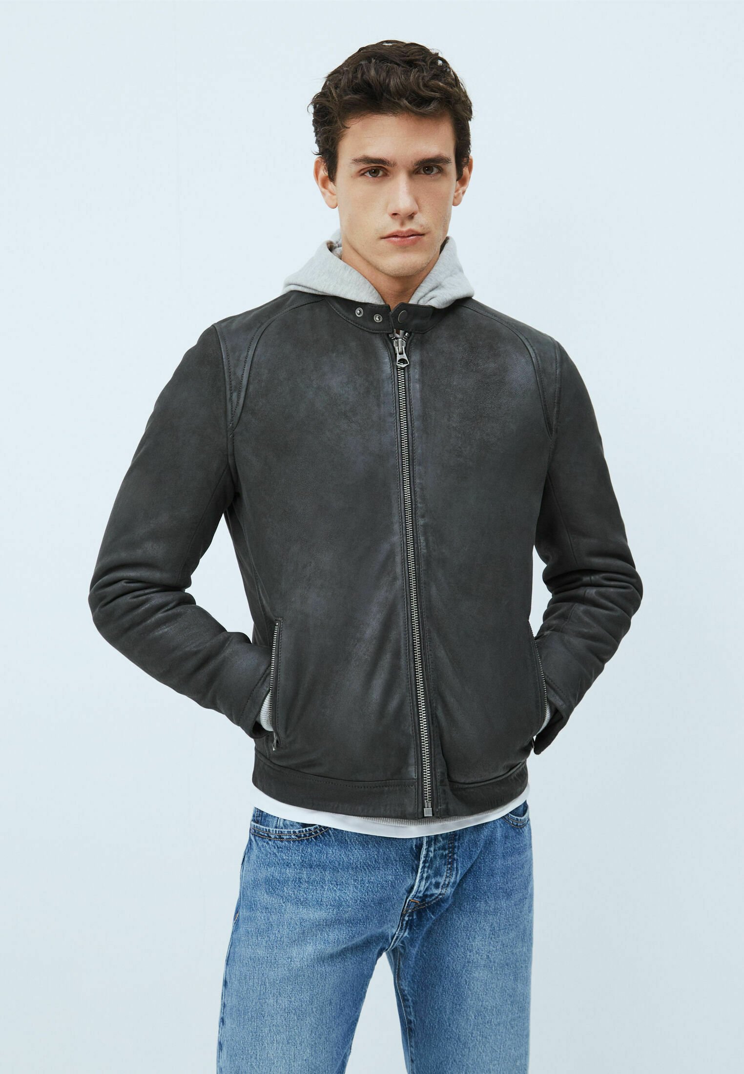 Pepe Jeans FORNAX - Giacca di pelle - infinity/grigio scuro - Zalando.it