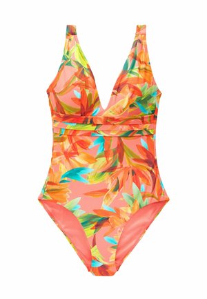 MYLEENE KLASS TUMMY CONTROL PLUNGE - Maillot de bain - coral pink floral
