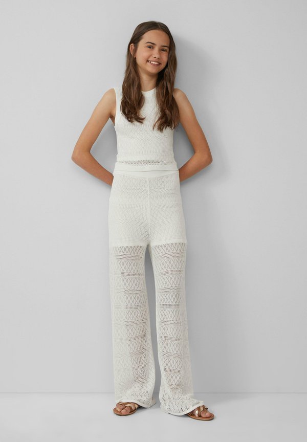 WIDE-LEG-AUS AJOUR MIT ELASTIKBUND - Stoffhose - ecru