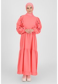 Modanisa CORAL CREW NECK - Maxi šaty - coral