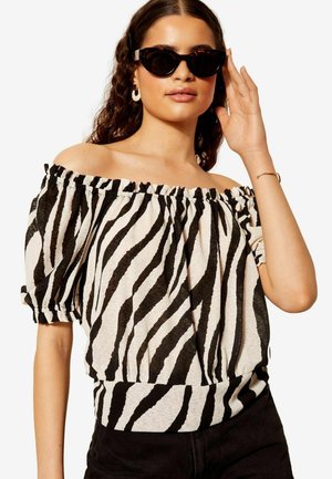 Friends Like These ZEBRA BARDOT REGULAR FIT - Tričko s potlačou - black white zebra