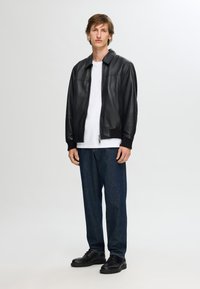 Selected Homme SLHDEON JACKET - Chaqueta de cuero - black