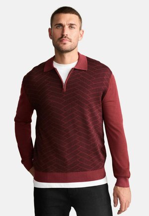 REGULAR FIT SIGNATURE QUARTER ZIP LONG SLEEVE - Pullover - rust red chevron