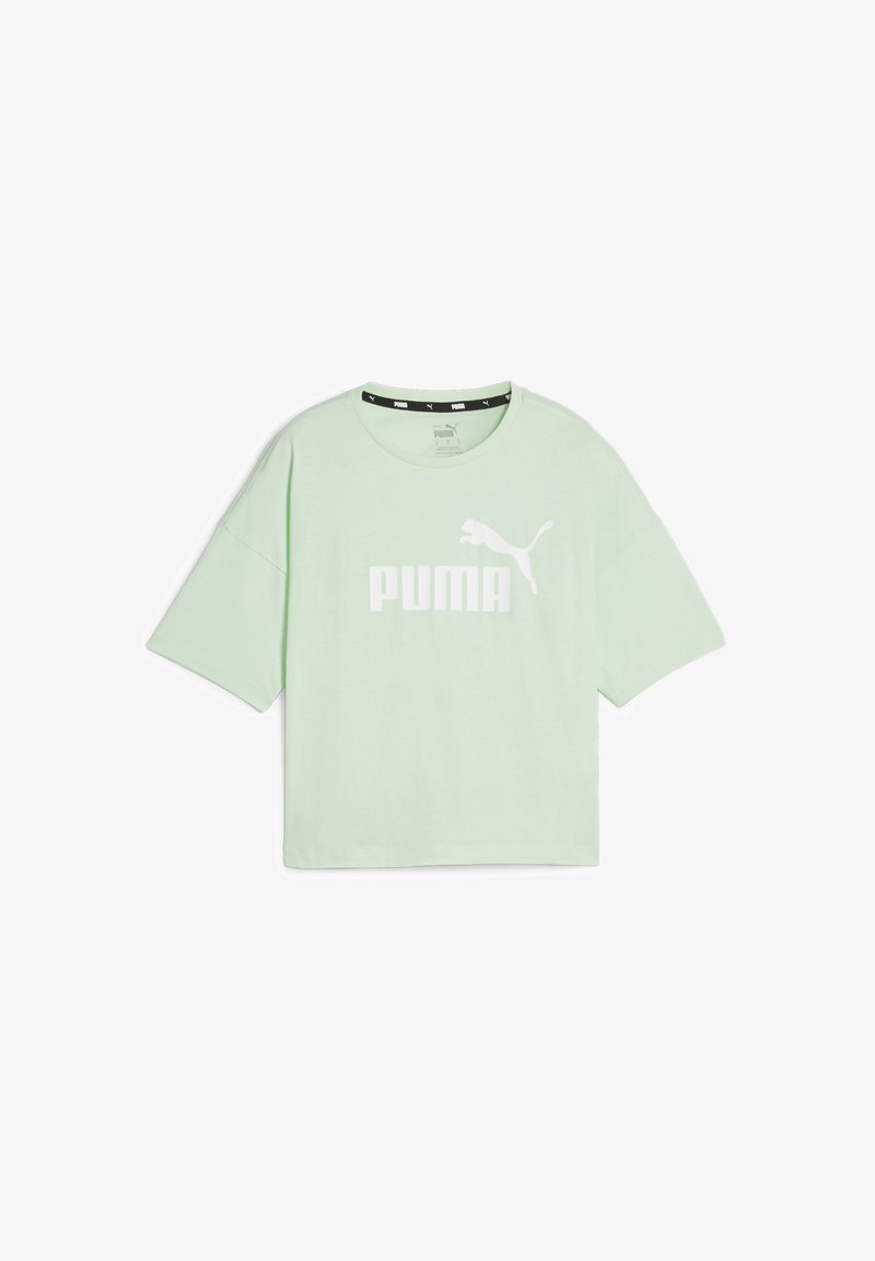 Puma CROPPED LOGO TEE - Marškinėliai su spaudiniu - fresh mint