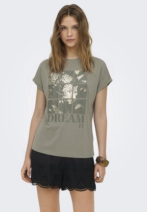 ONLY, ONLFREE NEW S/S O-NECK TOP BOX JRS - T-Shirt print - smokey olive