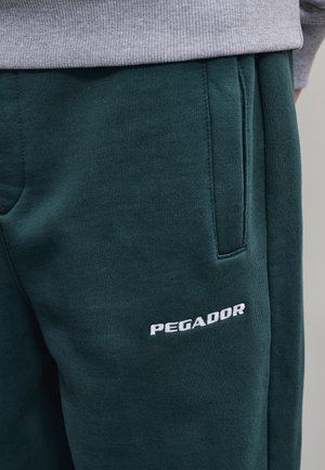 Pegador, PEGADOR LOOSE JOGGINGHOSE LOGO - Pantaloni sportivi - washed dark teal white