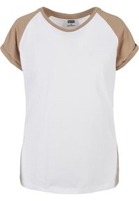 CONTRAST RAGLAN - T-Shirt print - white softtaupe