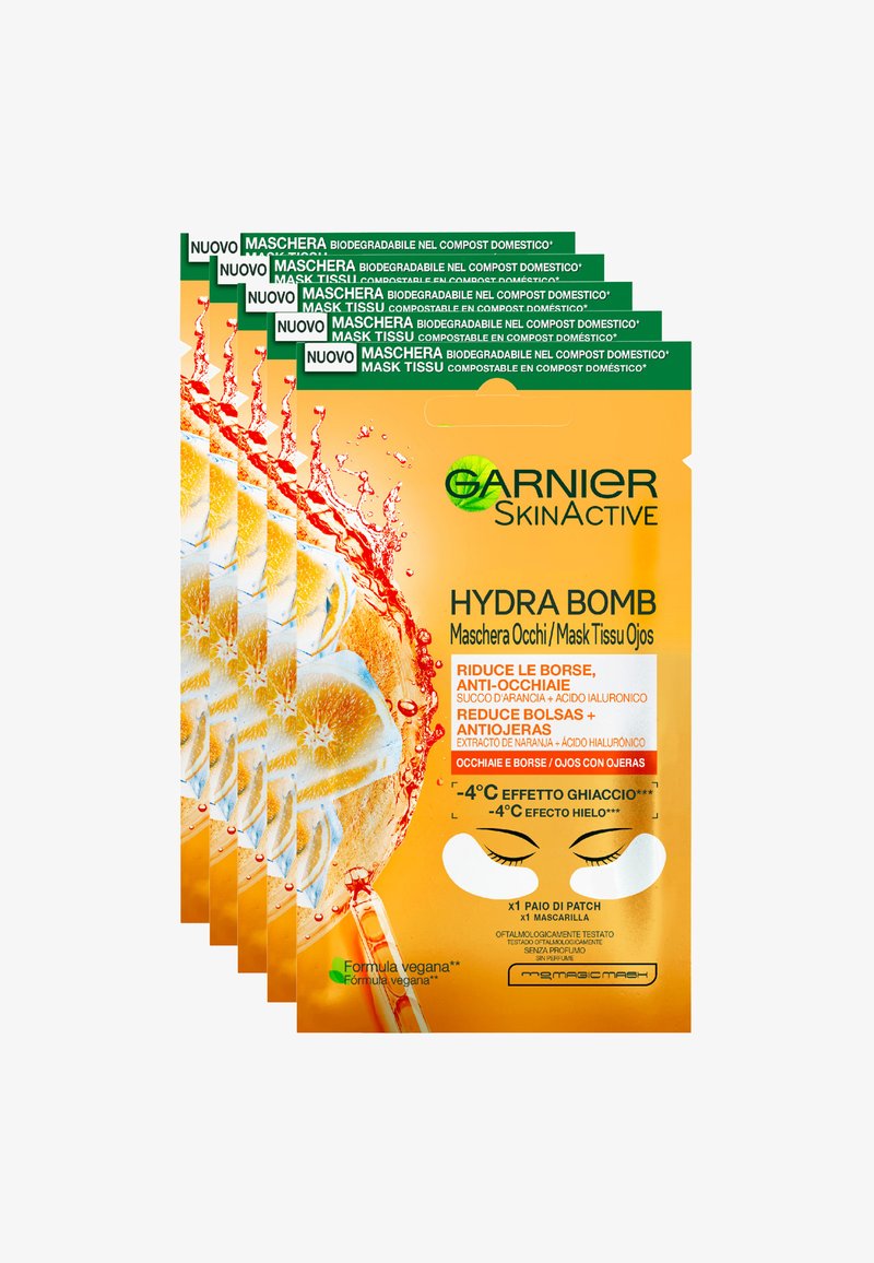 Garnier - PATCH OCCHI MASCHERA OCCHI ANTI FATICA CON SUCCO D'ARANCIA E ACIDO IALURONICO - 5 PACK - Cura degli occhi, Ingrandire