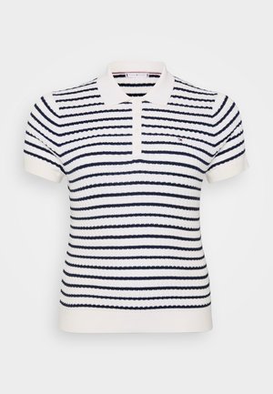 Tommy Hilfiger Curve CABLE FINE - Polo - ivory/dark night navy