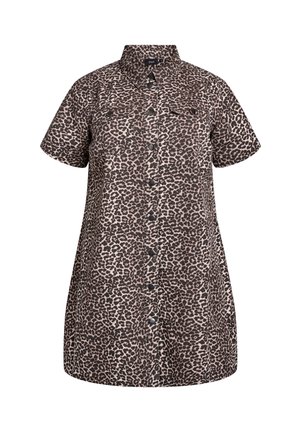 Korte mouw shirt in luipaardprint, met een kraag, knoopsluiting en twee borstzakken. Gemaakt van lichtgewicht stof met een ontspannen pasvorm.