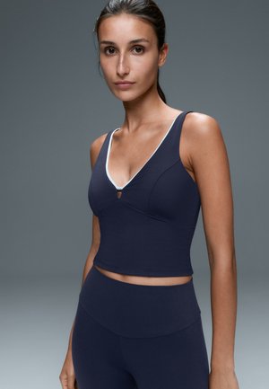 OYSHO, V-NECK STRAP TANK TOP - Haut - navy blue