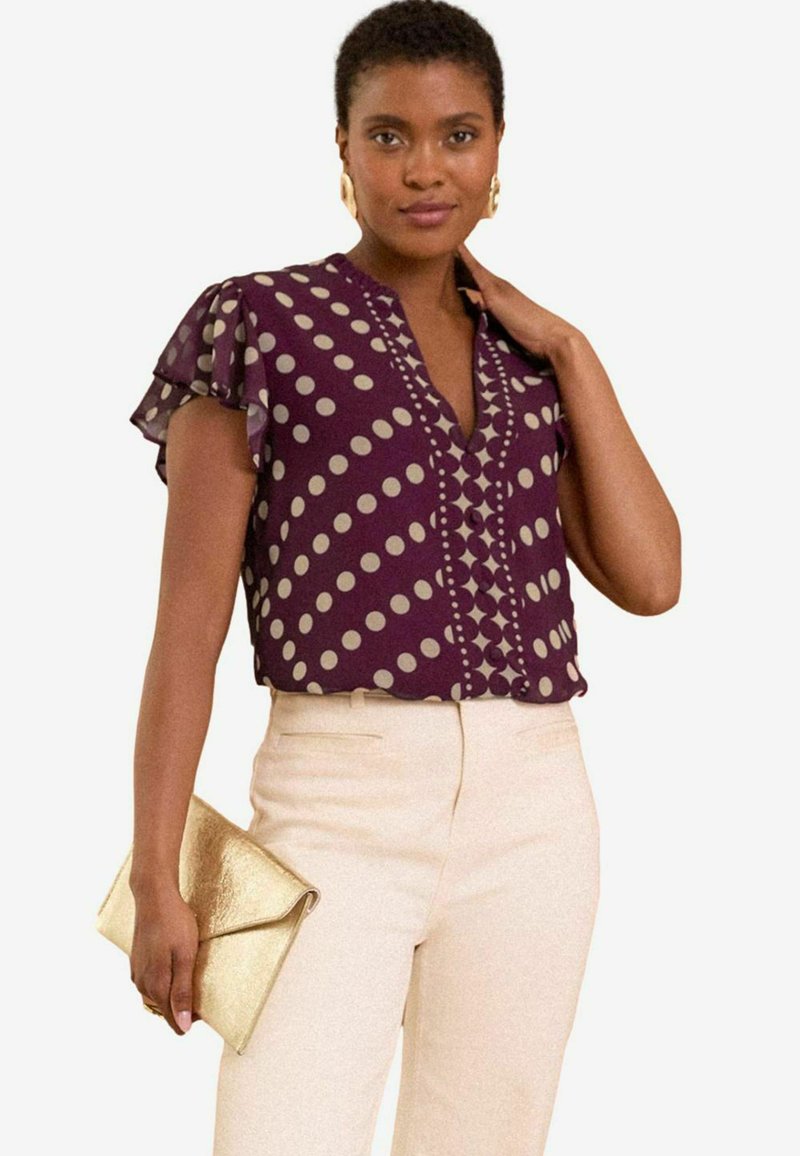Love & Roses V NECK SLEEVE-REGULAR FIT - Blūze - berry