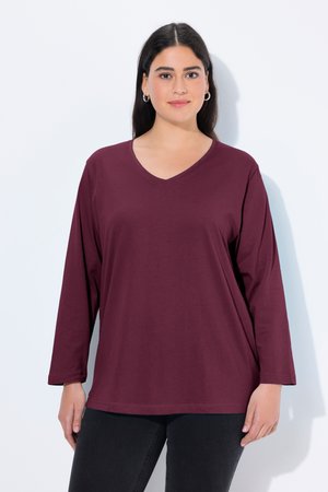 Ulla Popken, T-shirt à manches longues - dark berry