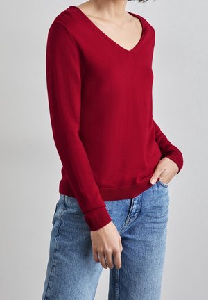Pullover - mottled dark red