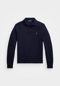 WOOL-COTTON POLO-COLLAR SWEATER - Neule - hunter navy