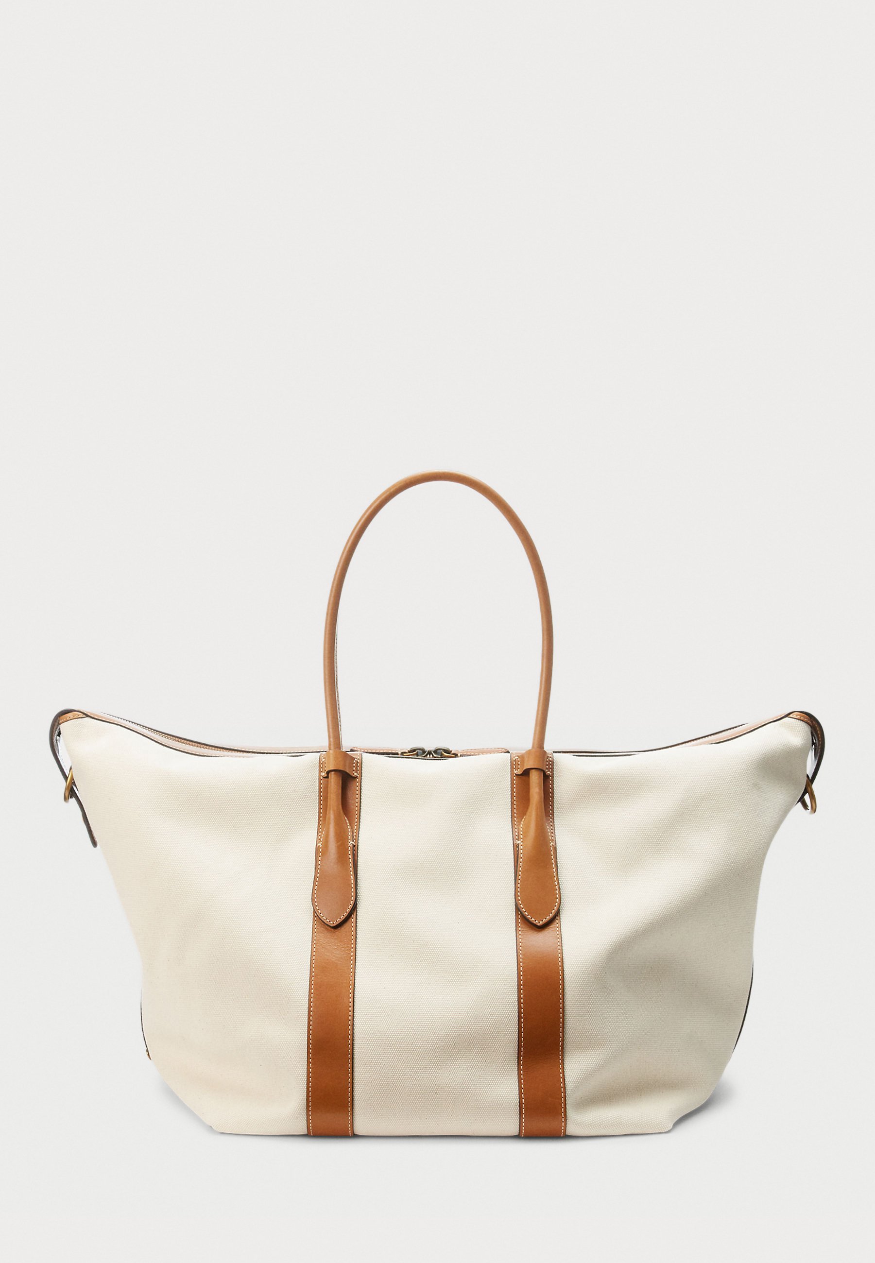 【Polo Ralph Lauren】Women's Leather-Trim Canvas Large Tote Polo Ralph Lauren Leather Trim Canvas Large Shopper Tote